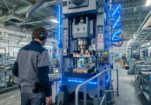 Manufacturing operator with electronic hearing protection